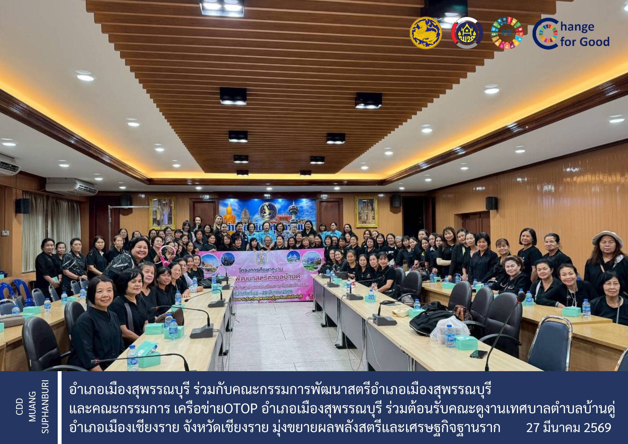 📢อำเภอเมืองสุพรรณบุรีร่วมกับคณะกรรมการพัฒนาสตรีอำเภอเมืองสุพรรณบุรีและคณะกรรมการ เครือข่ายOTOP อำเภอเมืองสุพรรณบุรี ร่วมต้อนรับคณะดูงานเทศบาลตำบลบ้านดู่  อำเภอเมืองเชียงราย จังหวัดเชียงราย มุ่งขยายผลพลังสตรีและเศรษฐกิจฐานราก ===========